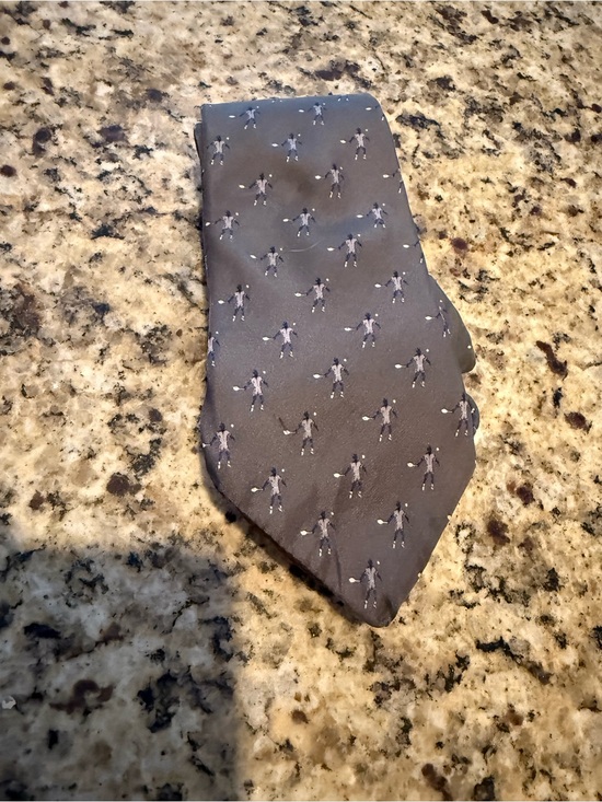 henri christian Other - Classic Men's Gray Patterned Tie with Tennis Player